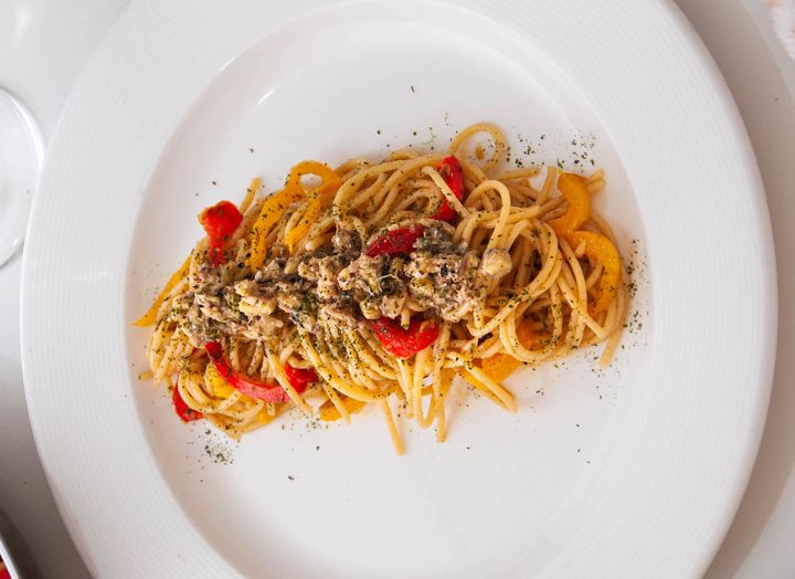 Vermicelli with Bell Pepper, Ginger, and Anchovy Dressing